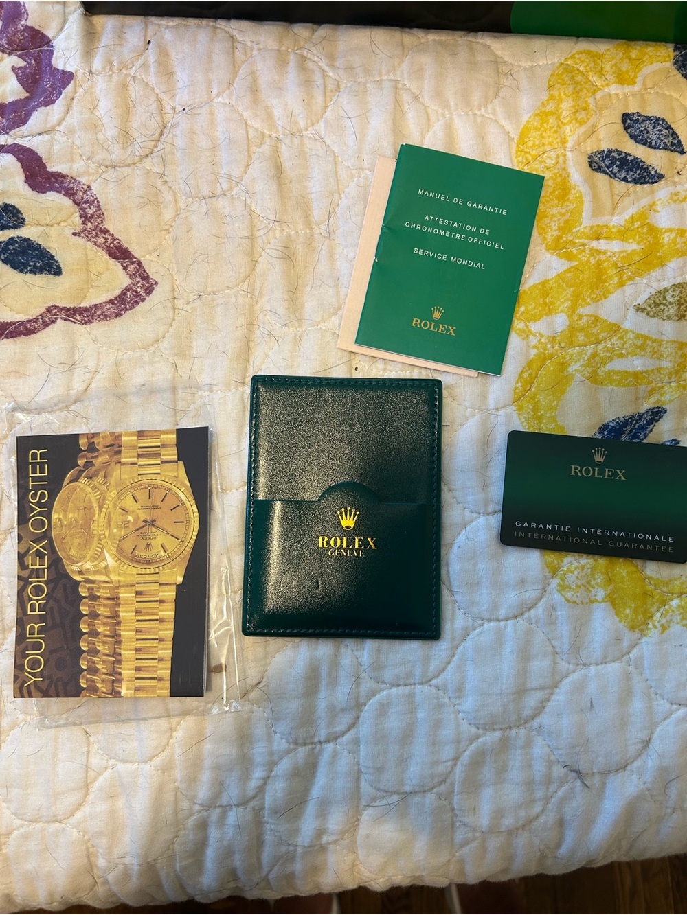 Rolex accessories card with holder and manual